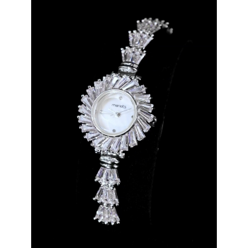 A luxurious watch with an elegant and distinctive design, plated with gold and adorned with zircon stones