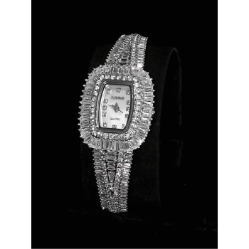 A luxurious watch with an elegant and distinctive design, plated with gold and adorned with zircon stones