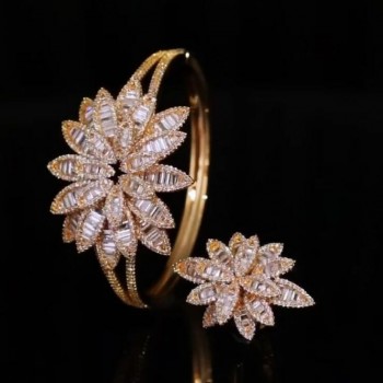 luxurious bangles adorned with diamond-like zircon stones, plated with gold